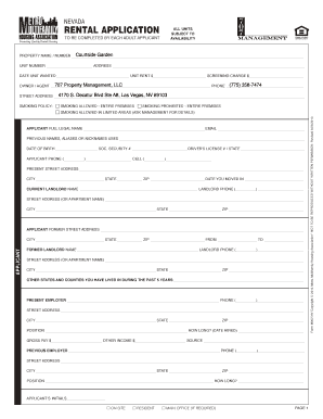 Nevada Rental Application Form