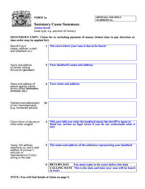 Scottish Summary Cause Summons