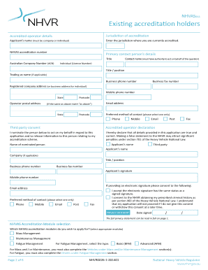 NHVAS Accreditation Application for Existing Holders