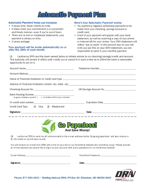 Automatic Payment Plan Authorization Form