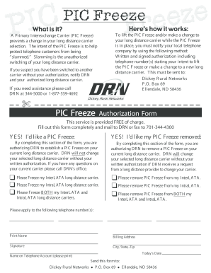 PIC Freeze Authorization Form