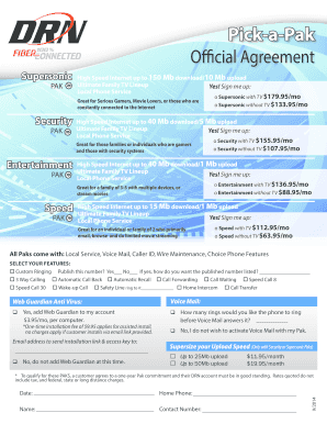 Pick-a-Pak Internet and TV Service Agreement