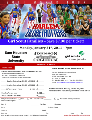 Harlem Globetrotters Ticket Order Form