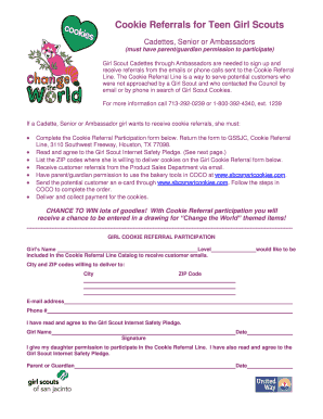 Girl Scout Cookie Referral Participation Form