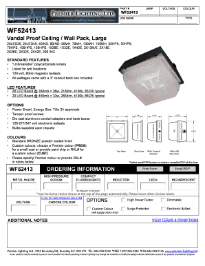Vandal Proof Ceiling Wall Pack Order Form