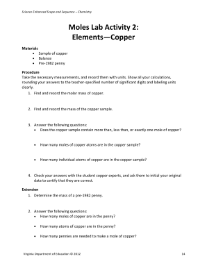 Moles Lab Activity 2 Elements Copper - bportalbbsd22bbbcbbcab - portal sd22 bc