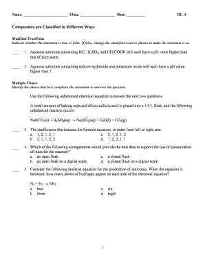 Chemistry Quiz Form