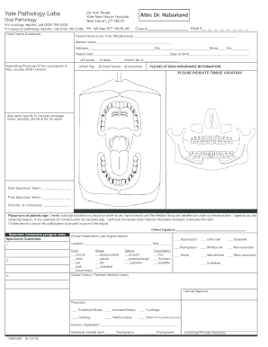Yale Pathology Lab Patient Information Form