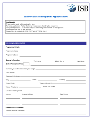 Executive Education Programme Application Form