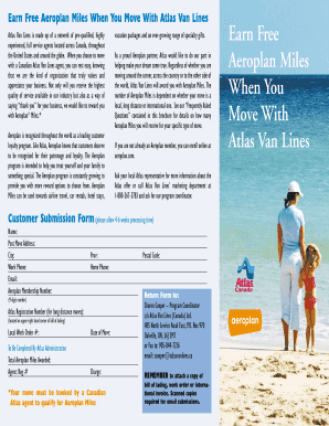 Atlas Van Lines Aeroplan Miles Reward Form