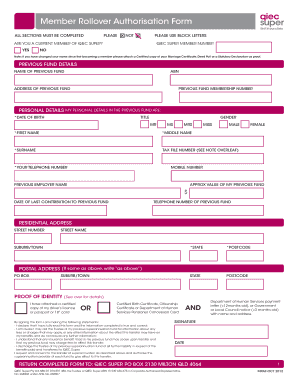 Member Rollover Authorisation Form