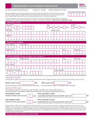 Application to Increase Insurance