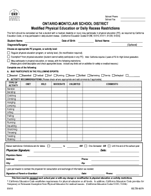 California Modified Physical Education Form
