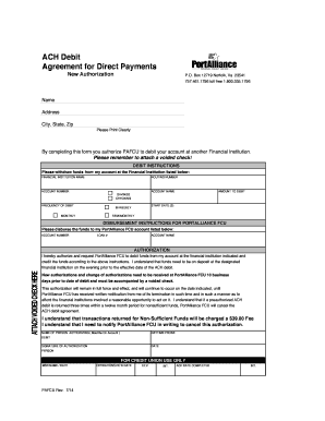 ACH Debit Agreement for Direct Payments
