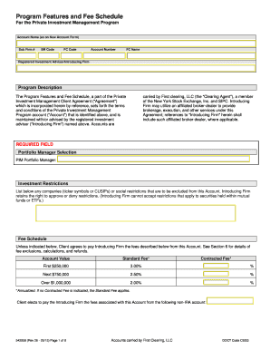 Private Investment Management Program Features and Fee Schedule