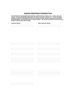 Customer Identification Verification Form