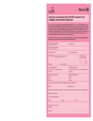 Common Application Form for Reception Class Admission