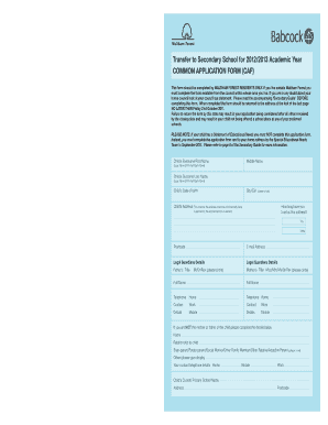 Declaration and Signature of Parent/Carer for Secondary School Transfer