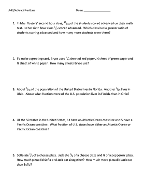 Add/Subtract Fractions Worksheet