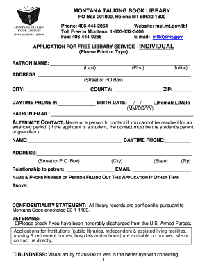 Montana Talking Book Library Application
