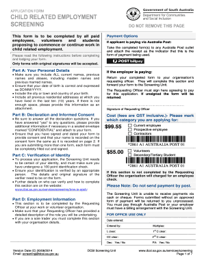 Child Related Employment Screening Application Form