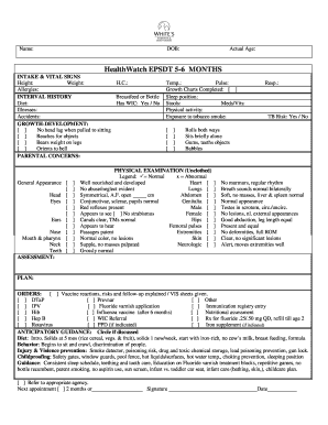 HealthWatch EPSDT 5-6 Months Intake Form