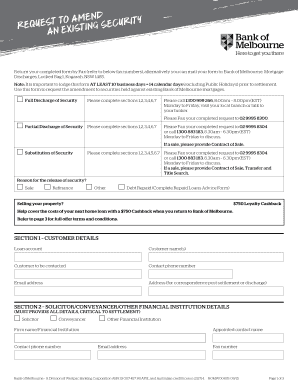 Bank of Melbourne Security Amendment Form