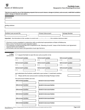 Portfolio Loan Request to Vary Existing Structure