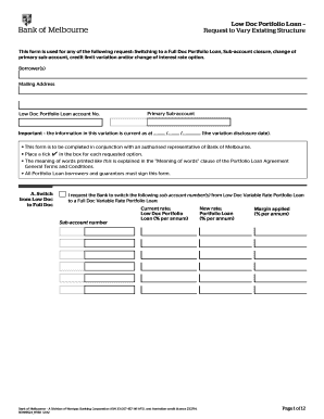 Low Doc Portfolio Loan Variation Request