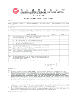 Proxy Form for Annual General Meeting