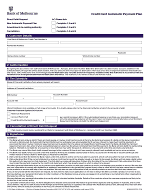 Bank of Melbourne Credit Card Automatic Payment Plan