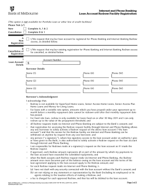Loan Account Redraw Facility Registration