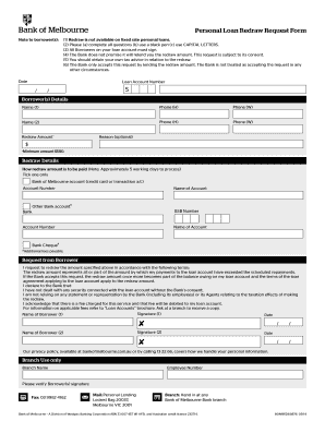 Personal Loan Redraw Request Form