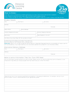 Distance Learning Course Order Form