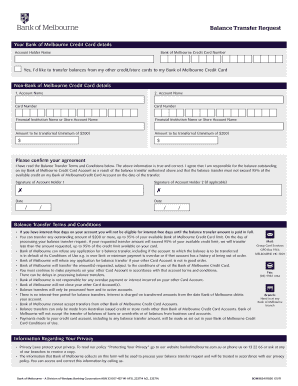 Bank of Melbourne Balance Transfer Request Form