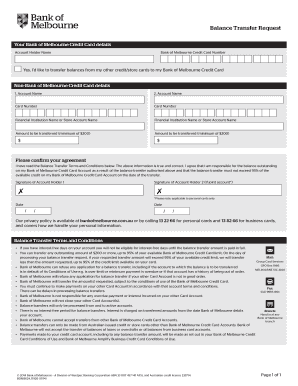 Bank of Melbourne Balance Transfer Request