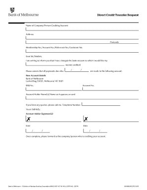 Direct Credit Transfer Request Form