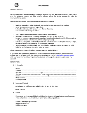 Belgian Company Return Form