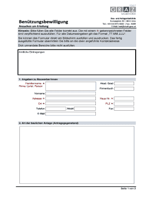 Ansuchen um Erteilung einer Benützungsbewilligung