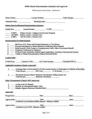 HMH Charity Determination Calculator and Approval