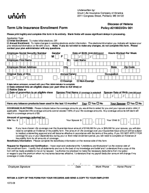 Term Life Insurance Enrollment Form