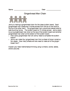 Gingerbread Man Chain Math Worksheet