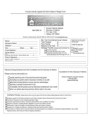 Annual Catholic Appeal 2014/2015 Pledge Form