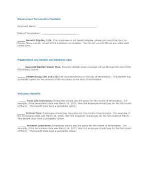 Employment Termination Checklist