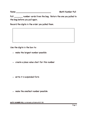 Math Number Pull Activity