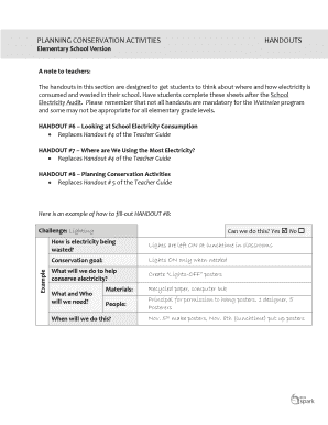 School Electricity Conservation Activity Planning