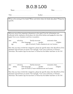 B.O.B Log Book Report Form