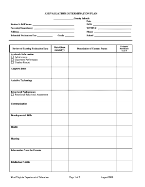 West Virginia Reevaluation Determination Plan