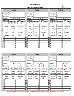 Special Education Aide Daily Schedule