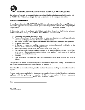 Principal Recommendation for Hiring